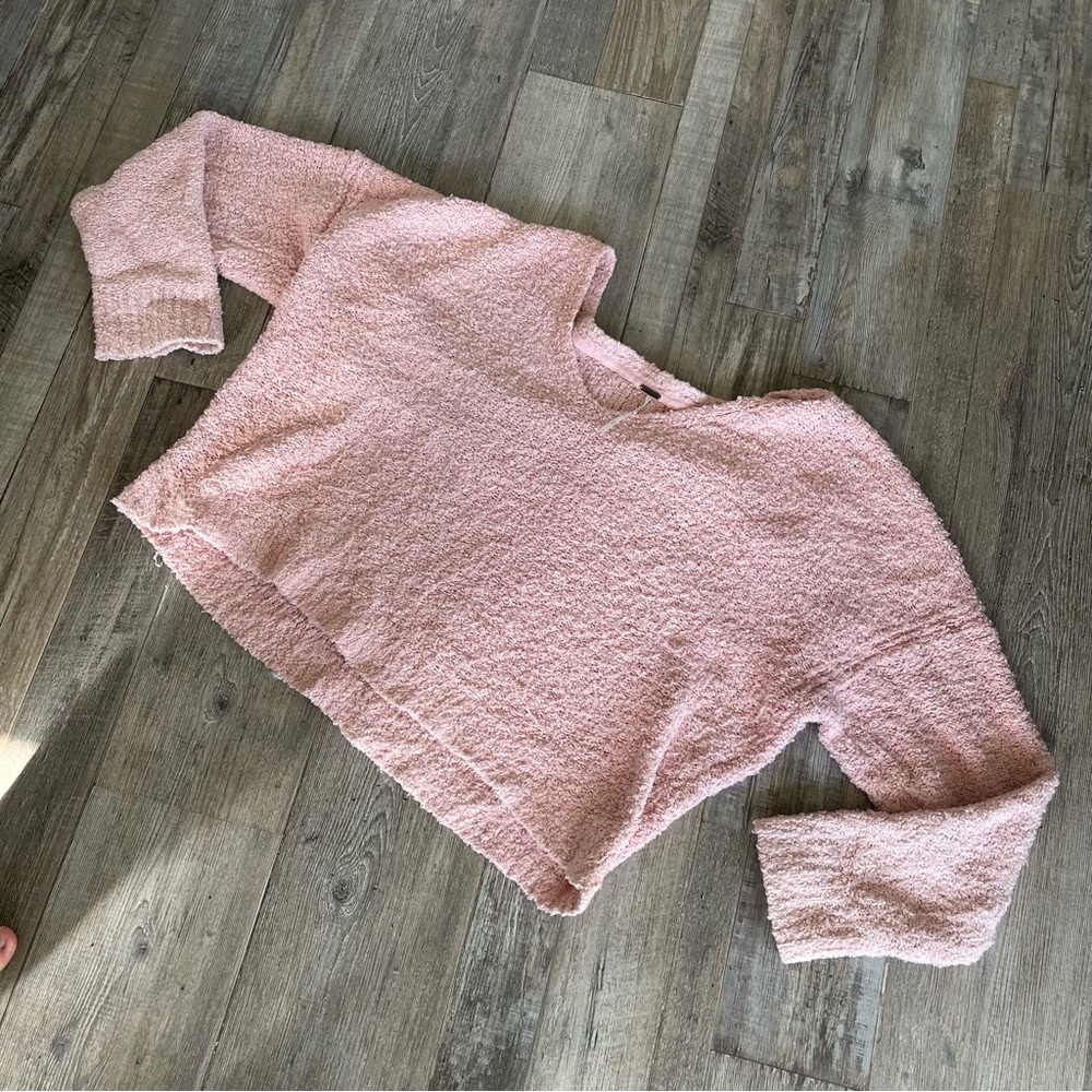 Cozy Pink Sweater FREE PEOPLE XL CROPPED